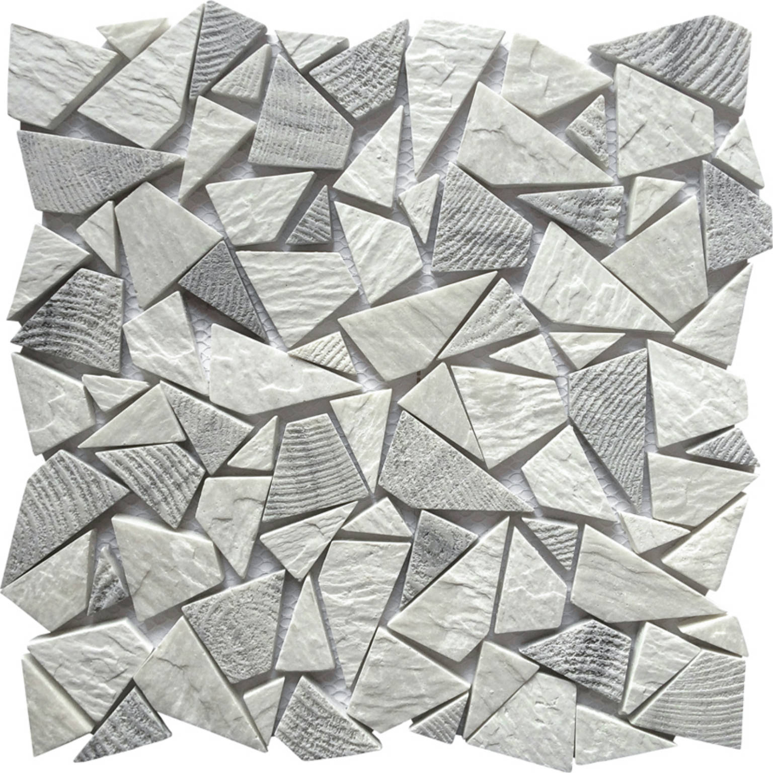 Reconstituted White Grey Mix Mini Opus Stone Mosaic | Marino Tile NY