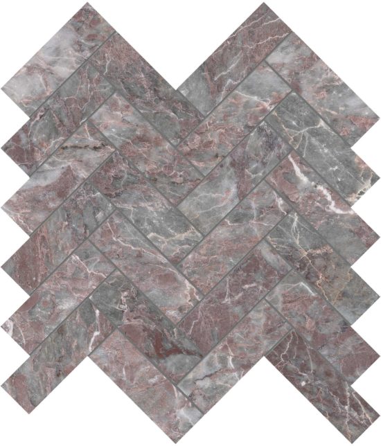 Sereno Burgundy 1.25x4 Herringbone Mosaic