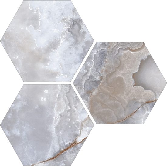 Treasure Blue Dream Onyx 6" Carved Hexagon | Marino Tile NY