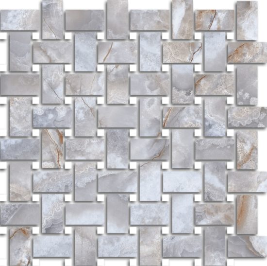 Treasure Blue Dream Onyx Polished Basketweave Mosaic | Marino Tile NY