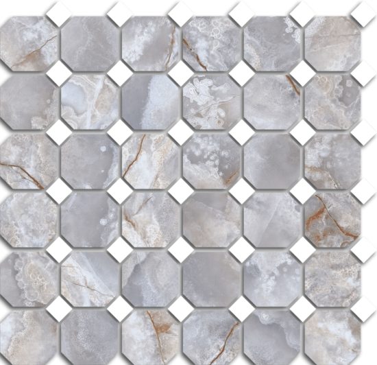 Treasure Blue Dream Onyx Polished Octagon/Dot Mosaic | Marino Tile NY