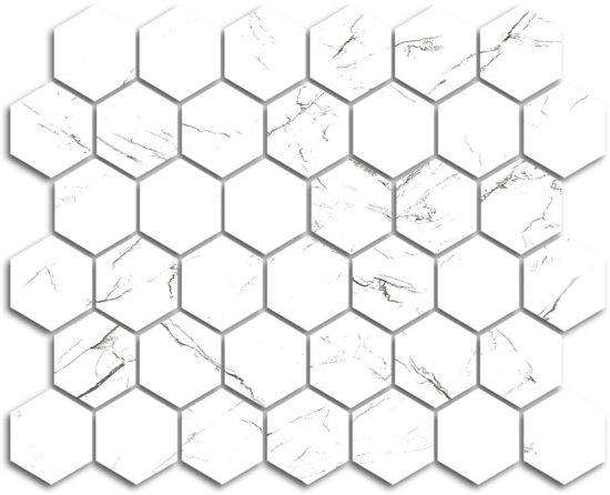 Treasure Ice White Marble 2x2 Carved Hexagon Mosaic | Marino Tile NY