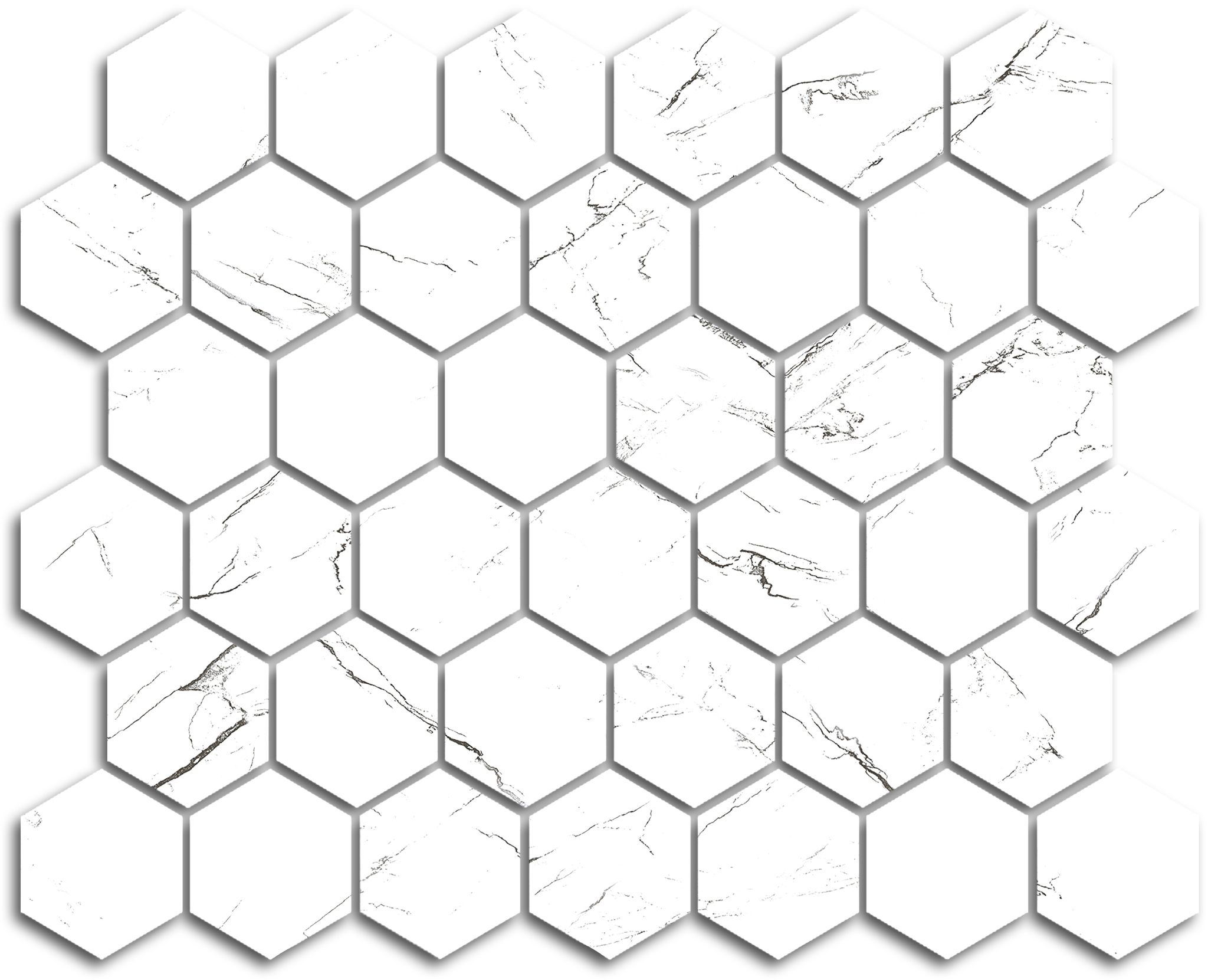 Treasure Ice White Marble 2x2 Polished Hexagon Mosaic | Marino Tile NY