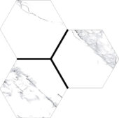 Treasure Ice White Marble 6" Carved Hexagon | Marino Tile NY