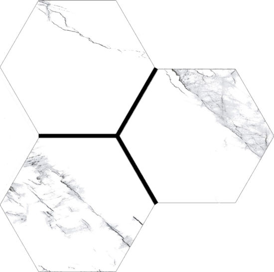 Treasure Ice White Marble 6" Carved Hexagon | Marino Tile NY