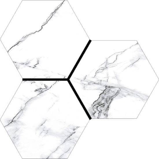 Treasure Ice White Marble 6" Carved Hexagon | Marino Tile NY