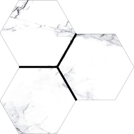 Treasure Ice White Marble 6" Carved Hexagon | Marino Tile NY