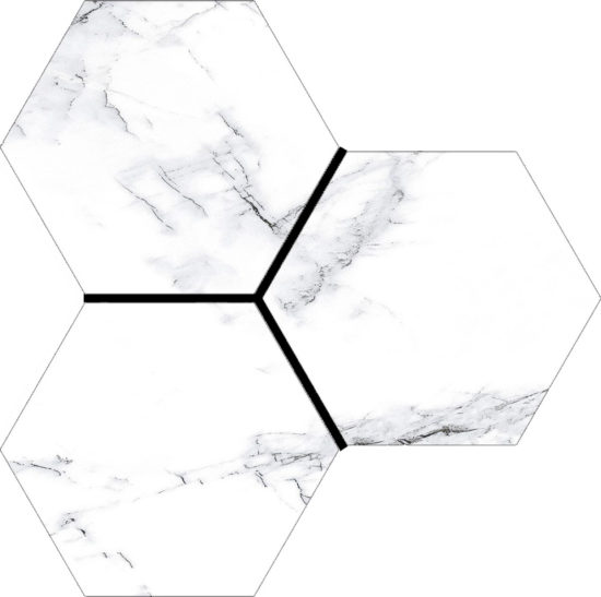 Treasure Ice White Marble 6" Carved Hexagon | Marino Tile NY