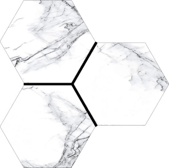Treasure Ice White Marble 6" Carved Hexagon | Marino Tile NY