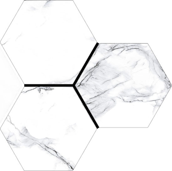 Treasure Ice White Marble 6" Carved Hexagon | Marino Tile NY