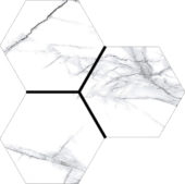 Treasure Ice White Marble 6" Carved Hexagon | Marino Tile NY