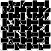 Treasure Midnight Nero Polished Basketweave Mosaic | Marino Tile NY