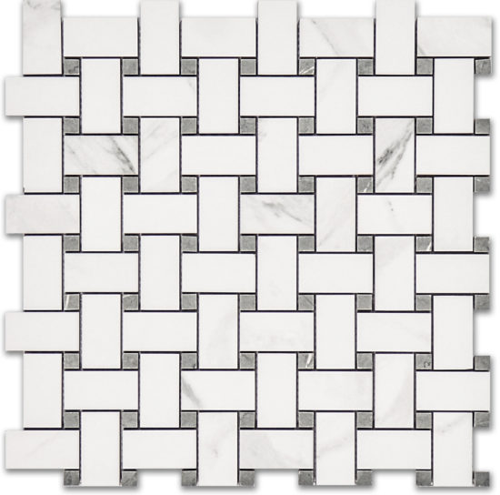 Treasure Statuario Polished Basketweave Mosaic | Marino Tile NY
