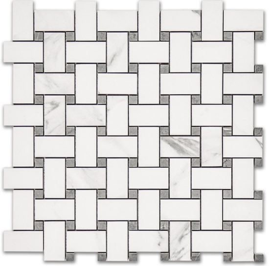 Treasure Statuario Polished Basketweave Mosaic | Marino Tile NY