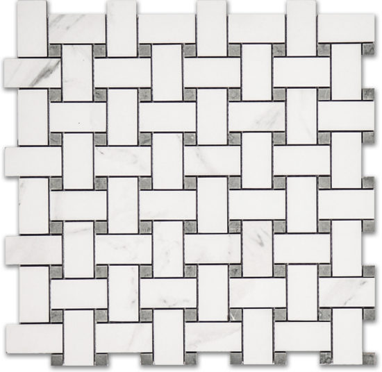Treasure Statuario Polished Basketweave Mosaic | Marino Tile NY