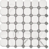 Treasure Statuario Polished Octagon/Dot Mosaic | Marino Tile NY