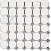Treasure Statuario Polished Octagon/Dot Mosaic | Marino Tile NY