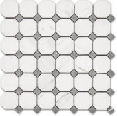 Treasure Statuario Polished Octagon/Dot Mosaic | Marino Tile NY