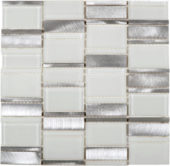 White Glass & Aluminum Mix Mosaic | Marino Tile NY