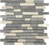 White Grey Broken Brick Marble Interlocking Mosaic | Marino Tile NY