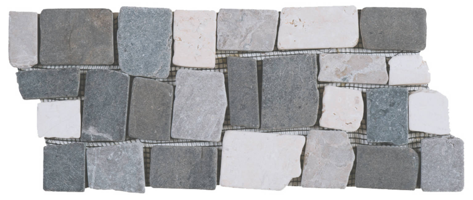 White Light & Dark Grey Cubic Marble Opus Interlocking Border | Marino Tile NY