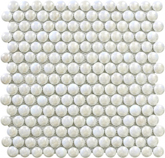 White Penny Round Pebbles Glass Mosaic | Marino Tile NY