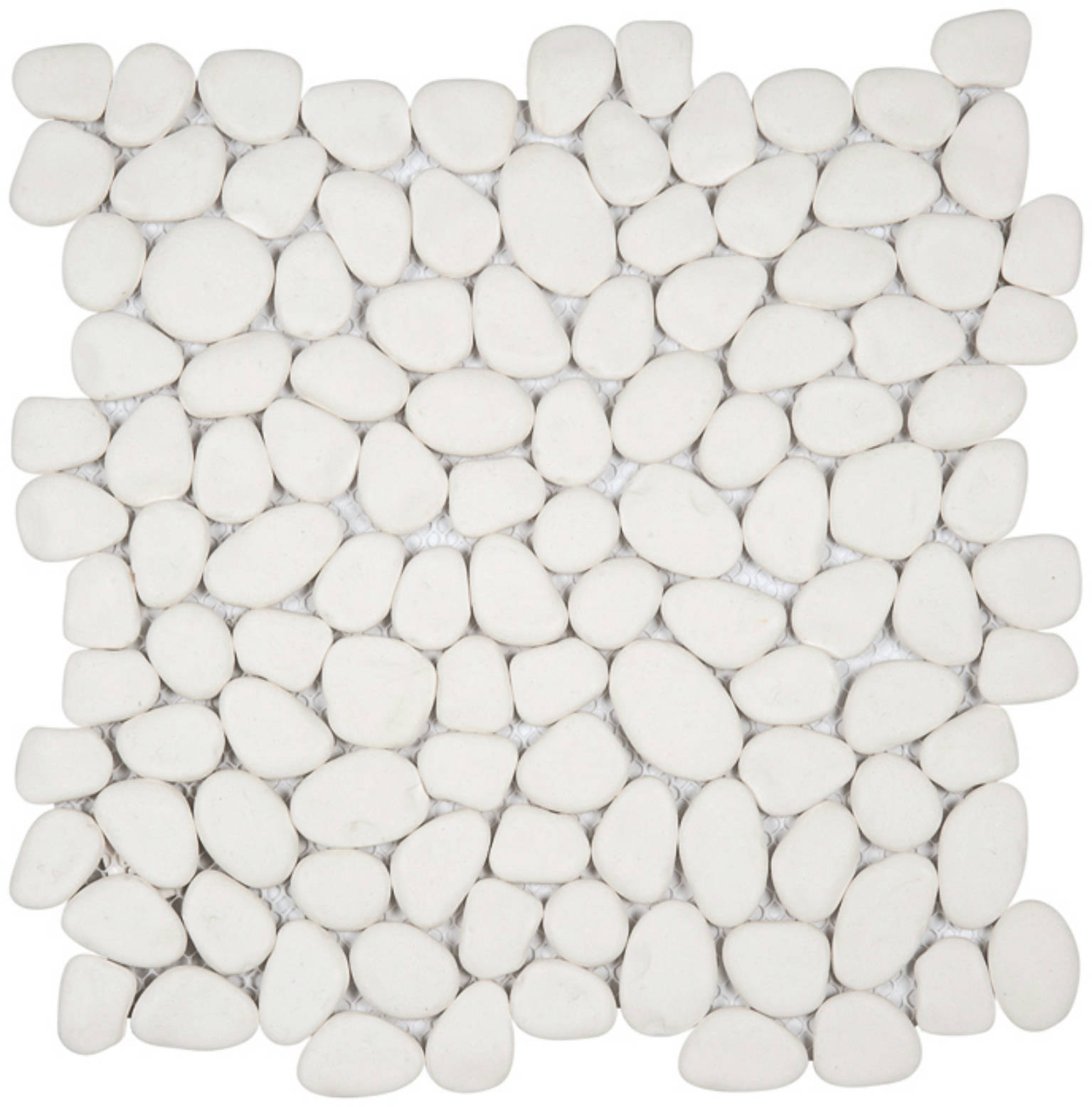 White Reconstituted Pebble Interlocking Mosaic | Marino Tile NY