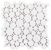 White Reconstituted Round Interlocking Mosaic | Marino Tile NY