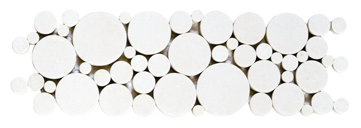 White Reconstituted Round Mosaic Interlocking Border | Marino Tile NY