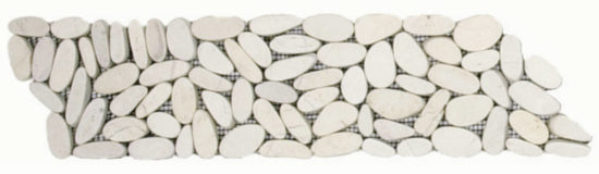 White Sliced Matte Pebble Interlocking Border | Marino Tile NY