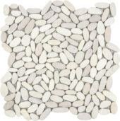 White Sliced Matte Pebble Interlocking Mosaic | Marino Tile NY