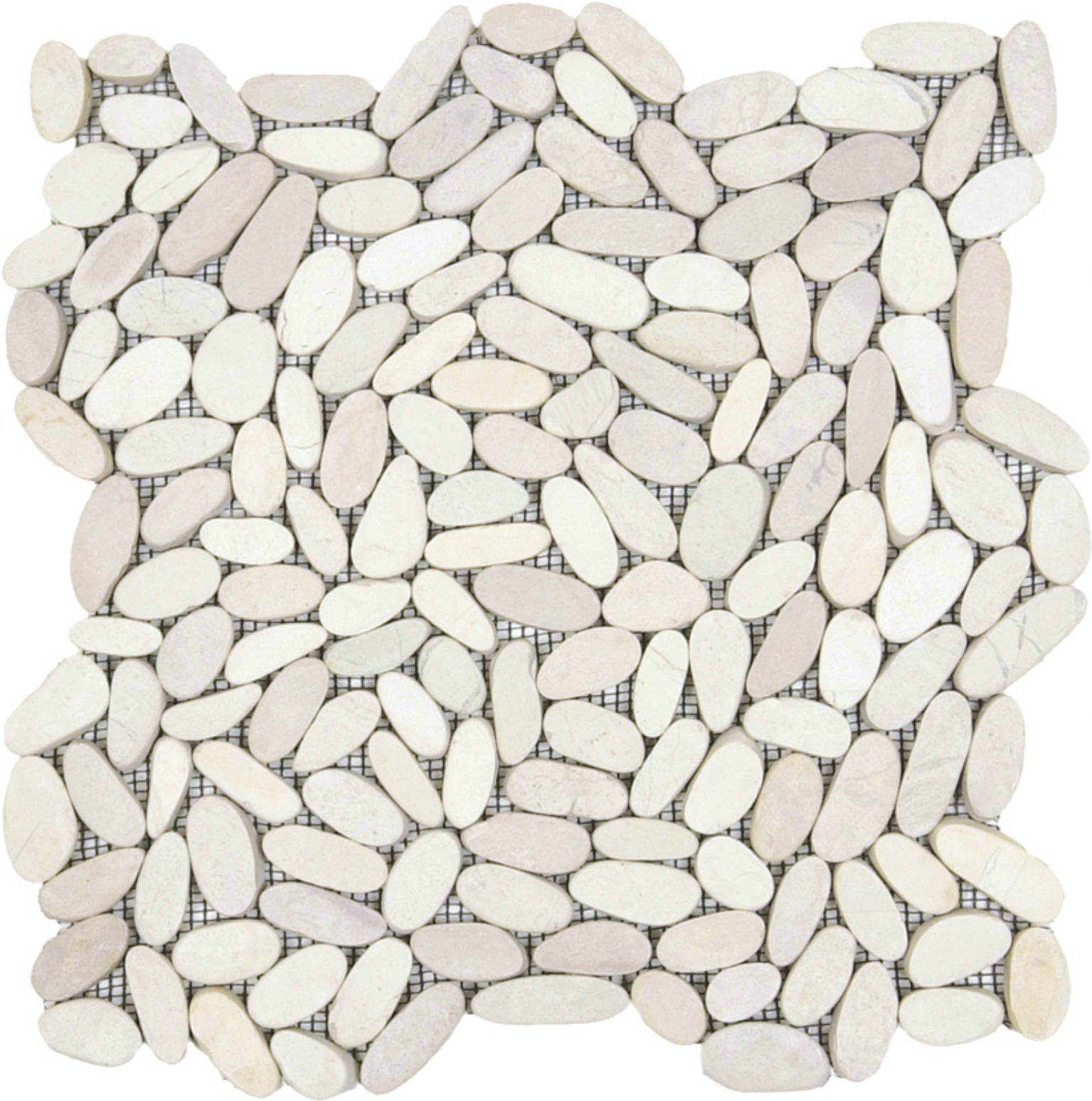 White Sliced Matte Pebble Interlocking Mosaic | Marino Tile NY