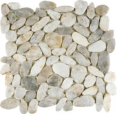 White Sliced Polished Pebble Interlocking Mosaic | Marino Tile NY