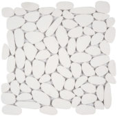 White Sliced Reconstituted Pebble Interlocking Mosaic | Marino Tile NY