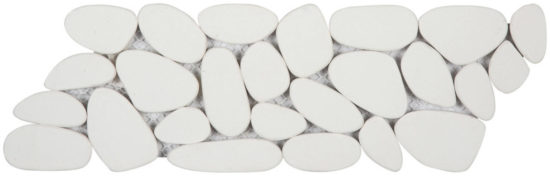 White Sliced Reconstituted Pebble Mosaic Interlocking Border | Marino Tile NY