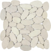 White Xl Sliced Matte Pebble Interlocking Mosaic | Marino Tile NY