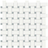 White w/Cloud Blue Matte Basketweave Mosaic | Marino Tile NY
