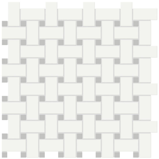 White w/Loft Grey Matte Basketweave Mosaic | Marino Tile NY