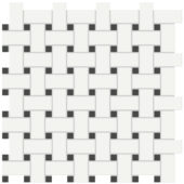 White w/Retro Black Matte Basketweave Mosaic | Marino Tile NY