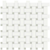 White w/Soft Sage Matte Basketweave Mosaic | Marino Tile NY