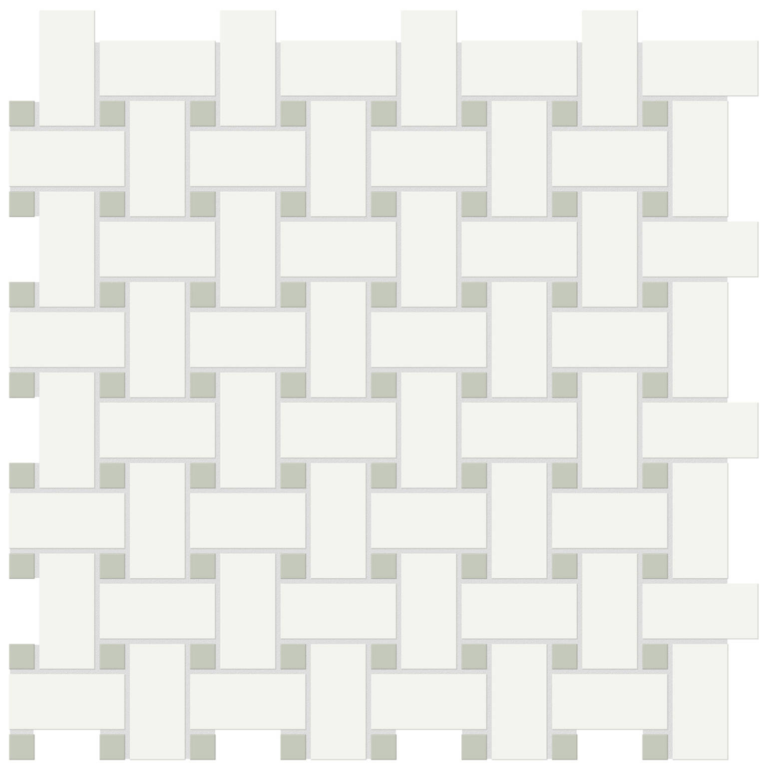 White w/Soft Sage Matte Basketweave Mosaic | Marino Tile NY
