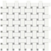 White w/Taupe Matte Basketweave Mosaic | Marino Tile NY