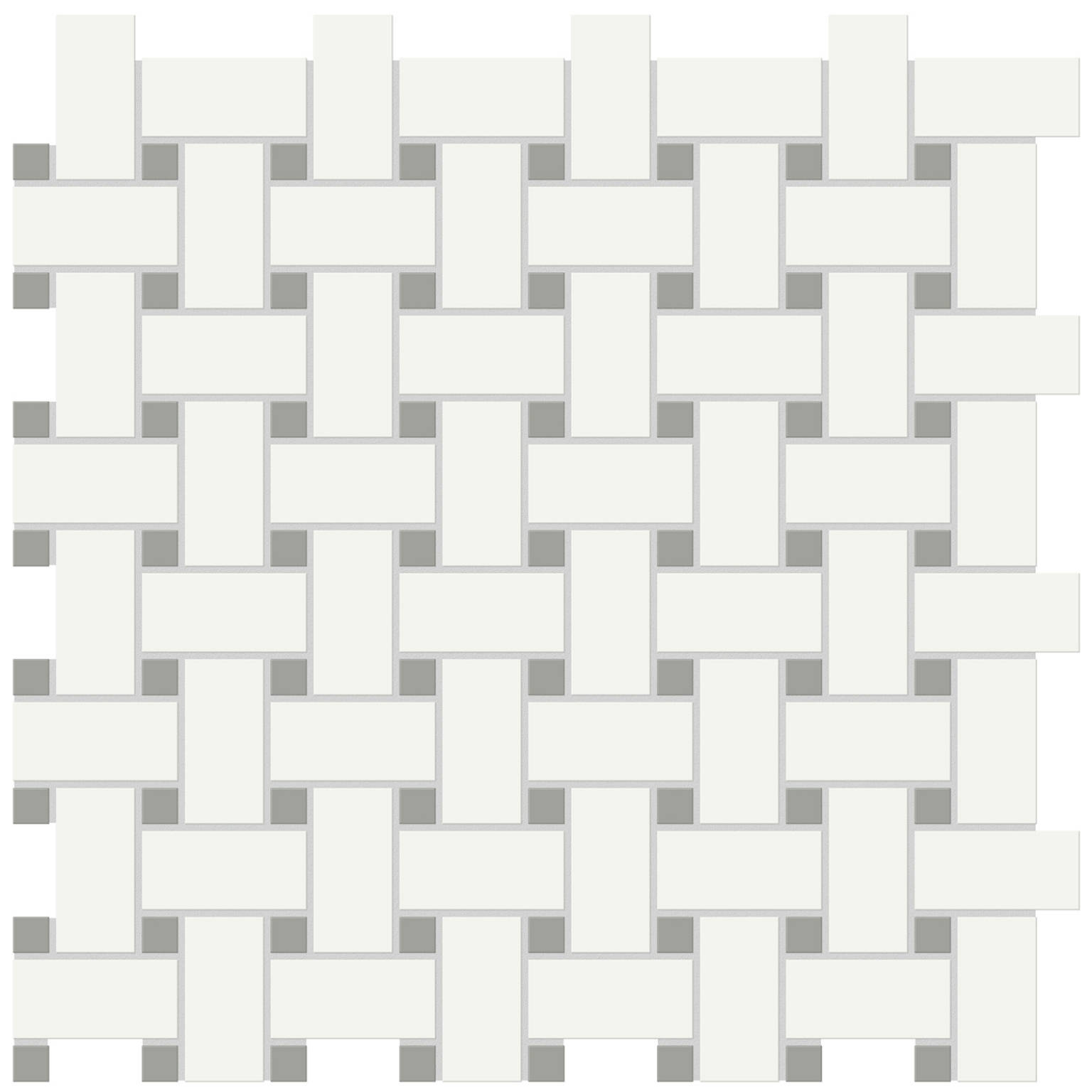 White w/Taupe Matte Basketweave Mosaic | Marino Tile NY