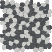 White&Black Reconstituted Pebble Interlocking Mosaic | Marino Tile NY