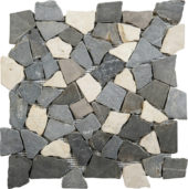 White/Grey/Black Opus Interlocking Mosaic | Marino Tile NY