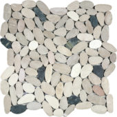 White/Pink/Beige/Black Sliced Matte Pebble Interlocking Mosaic | Marino Tile NY
