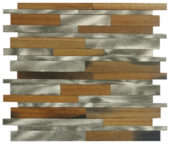 Wood / Silver Aluminum Baguette Interlocking Mosaic | Marino Tile NY