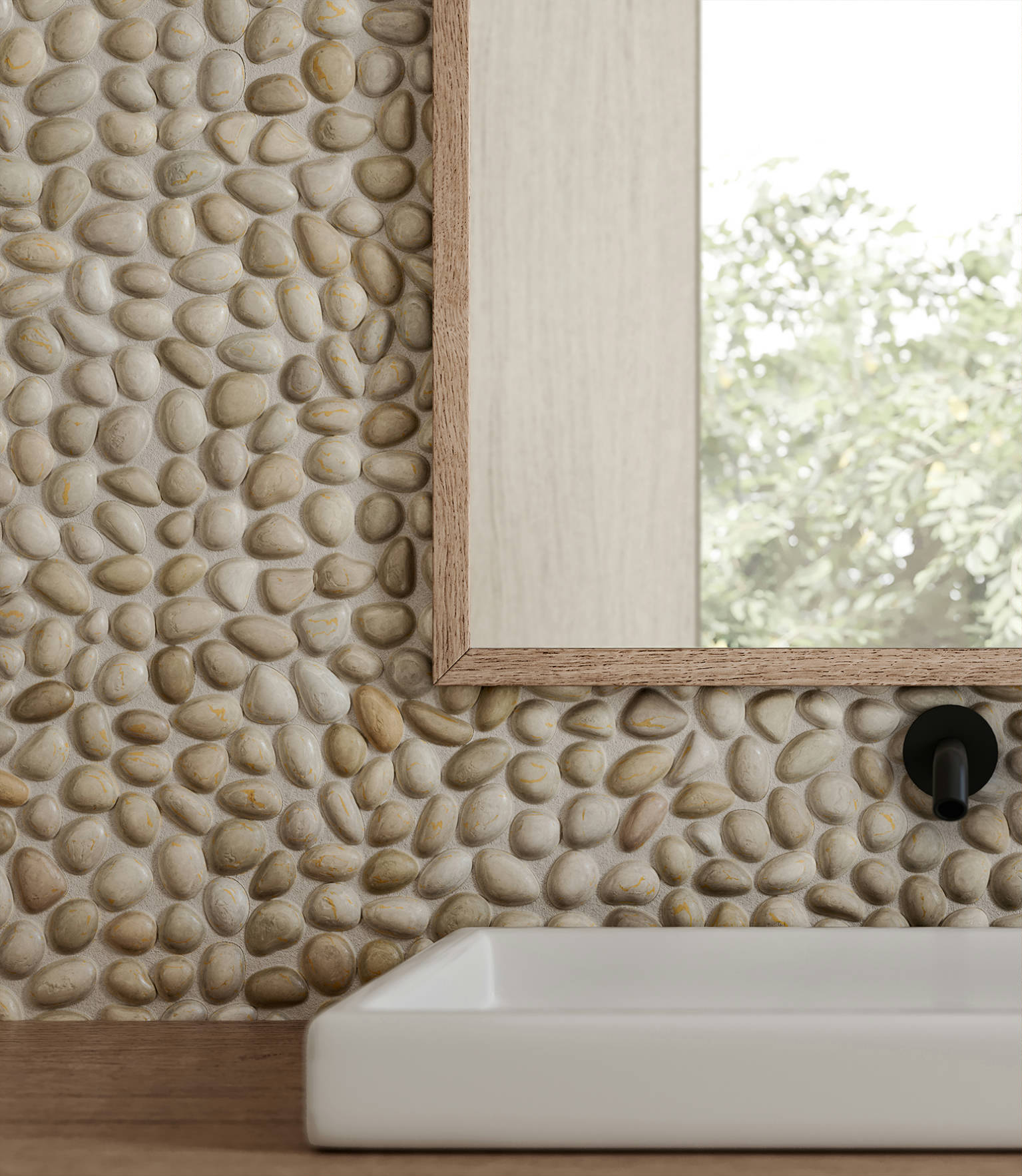 Zen Fiji Cream Natural Pebble Matte Mosaic 3 | Marino Tile NY